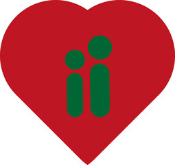 Two i in a heart logo, illustration, vector on a white background.