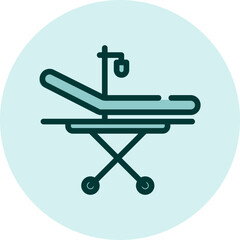 Medical bed on wheels, illustration, vector on a white background.