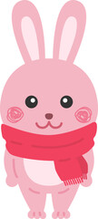 マフラーを巻いた、ウサギのキャラクターのイラスト
