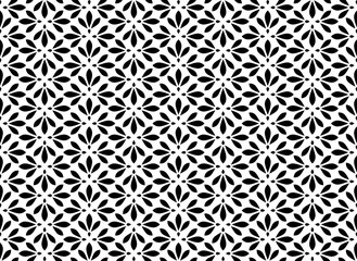 Flower geometric pattern. Seamless vector background. White and black ornament. Ornament for fabric, wallpaper, packaging. Decorative print