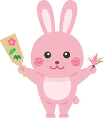 羽子板を持った、ウサギのキャラクターのイラスト
