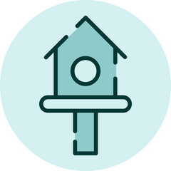 Pet bird house, illustration, vector on a white background.