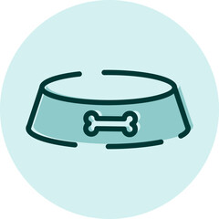 Pet food bowl, illustration, vector on a white background.