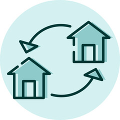 Real estate exchange for house, illustration, vector on a white background.