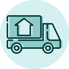 Real estate moving truck, illustration, vector on a white background.