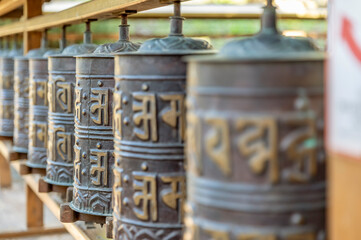 Prayer wheels in the Tibetan Buddhist Institute of Pomaia, Pisa, Italy