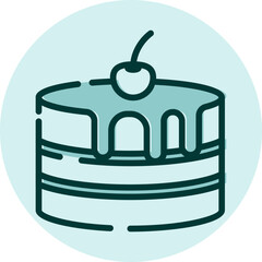 Sweet cake with cherry, illustration, vector on a white background.