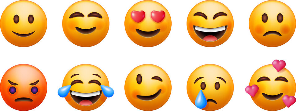 Naklejki 3D Set of Emoticons