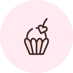 Valentine cupcake, illustration, vector on a white background.