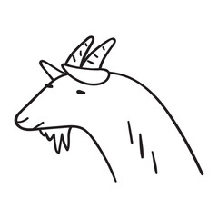 Goat head. Vector simple outline illustration on white background.