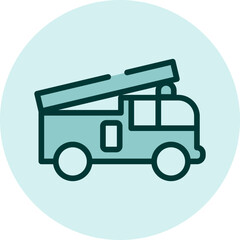 Firefighting truck, illustration, vector on a white background.