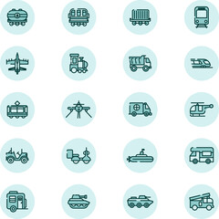 Vehicals icon pack, illustration, vector on a white background.