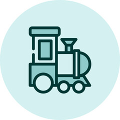 Locomotive on rails, illustration, vector on a white background.