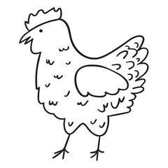 Farm animal. Bird. Chicken. Outline icon. Vector illustration.