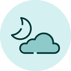 Cloudy forecast with moon, illustration, vector on a white background.