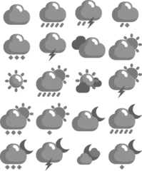 Gordijnen Weather icon set, illustration, vector on a white background. © Morphart