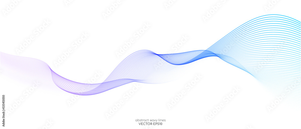 Aufkleber vector wave lines smooth flowing dynamic blue purple pink gradient isolated on white background for 