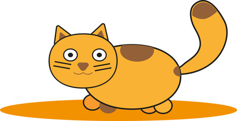 Fototapeta premium Yellow baby cat, illustration, vector on a white background.