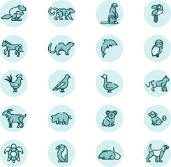 Wild animals, illustration, vector on a white background.