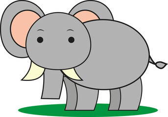 Baby elephant, illustration, vector on a white background.