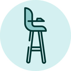 Baby high chair, illustration, vector on a white background.