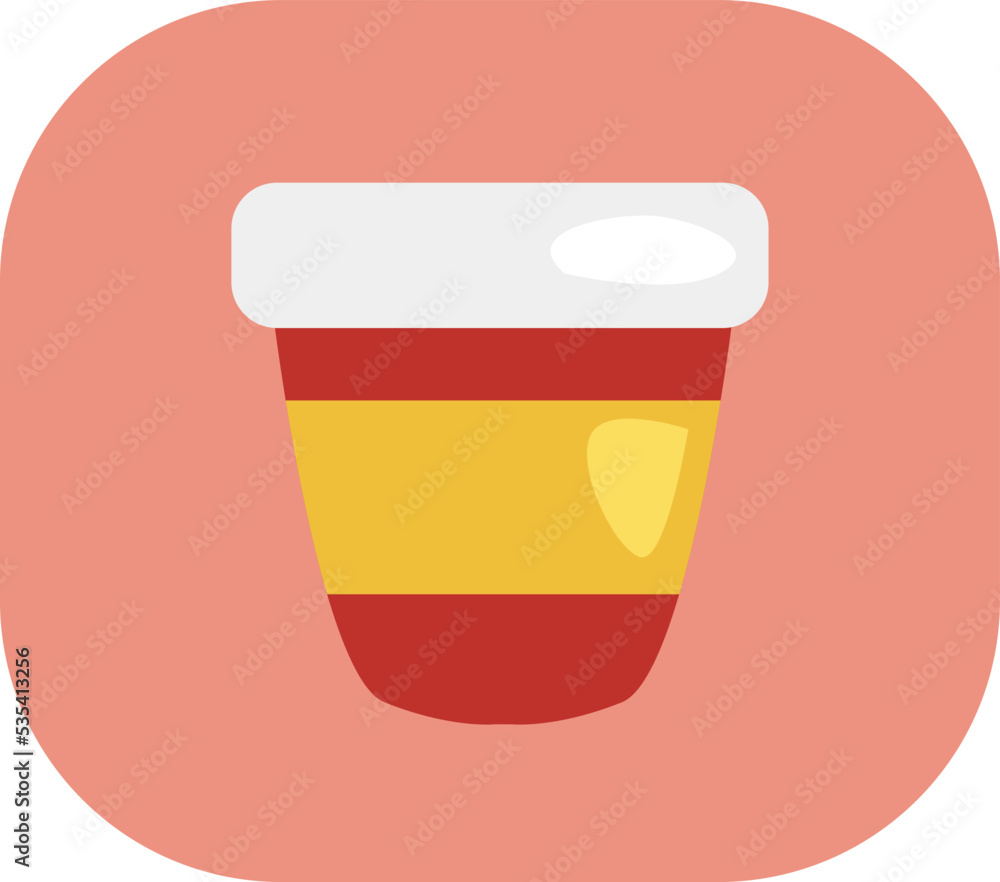 Sticker Breakfast coffee to go, illustration, vector on a white background.