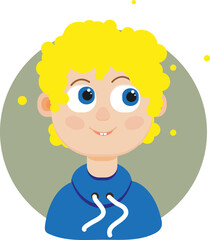 Boy with blonde hair, illustration, vector on a white background.
