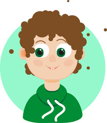 Brown haired boy, illustration, vector on a white background.