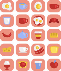 Breakfast food, illustration, vector on a white background.