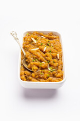 Besan Halwa, shira, sheera is a rich dessert made with gram flour, ghee and sugar