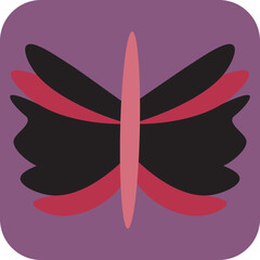 Red and black butterfly, illustration, vector on a white background.