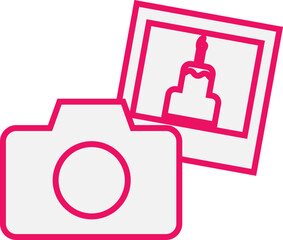 Party polaroid camera, illustration, vector on a white background.