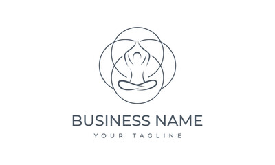 Abstract yoga human linear logo