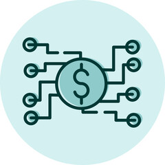 Financial money system, illustration, vector on a white background.
