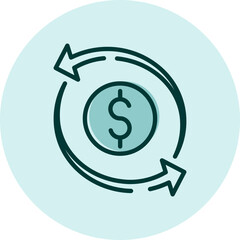 Financial money change, illustration, vector on a white background.