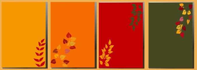 Autumn style.Vector set of abstract creative backgrounds in minimal trendy style with space for text - design templates for social media stories also can be used for card, cover, invitation