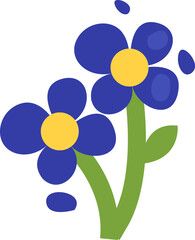 Blue blooms, illustration, vector on a white background.