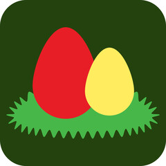 Eggs on grass, illustration, vector on a white background.