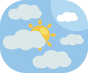 Bright sun landscape, illustration, vector on a white background.