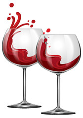 Red wine glasses isolated