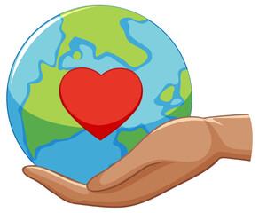 Heart on globe symbol
