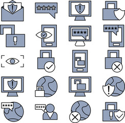 Online security, illustration, vector on a white background.