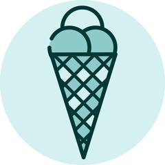 Fototapeta na wymiar Ice cream in cone, illustration, vector on a white background.