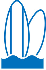 Travel surfing, illustration, vector on a white background.