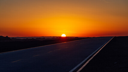 sunset on the road