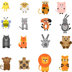 Forest animals, illustration, vector on a white background.
