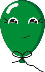 Cheerful green balloon, illustration, vector on a white background.