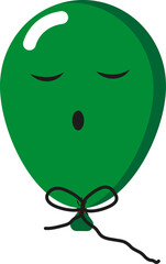 Sleepy green balloon, illustration, vector on a white background.