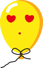 Yellow balloon in love, illustration, vector on a white background.