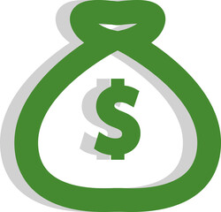 Banking money bag, illustration, vector on a white background.